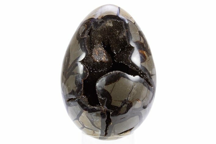 Septarian Dragon Egg Geode - Black Crystals #305821